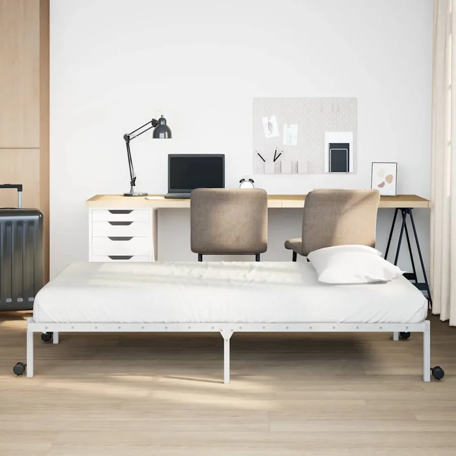 Cadre de lit sans matelas pliable blanc 90x190 cm acier - 4