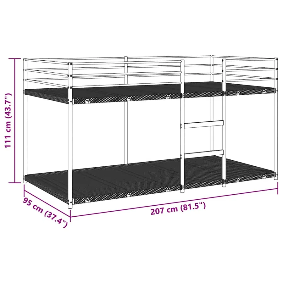 Lit superposé sans matelas blanc 90x200 cm acier - 10