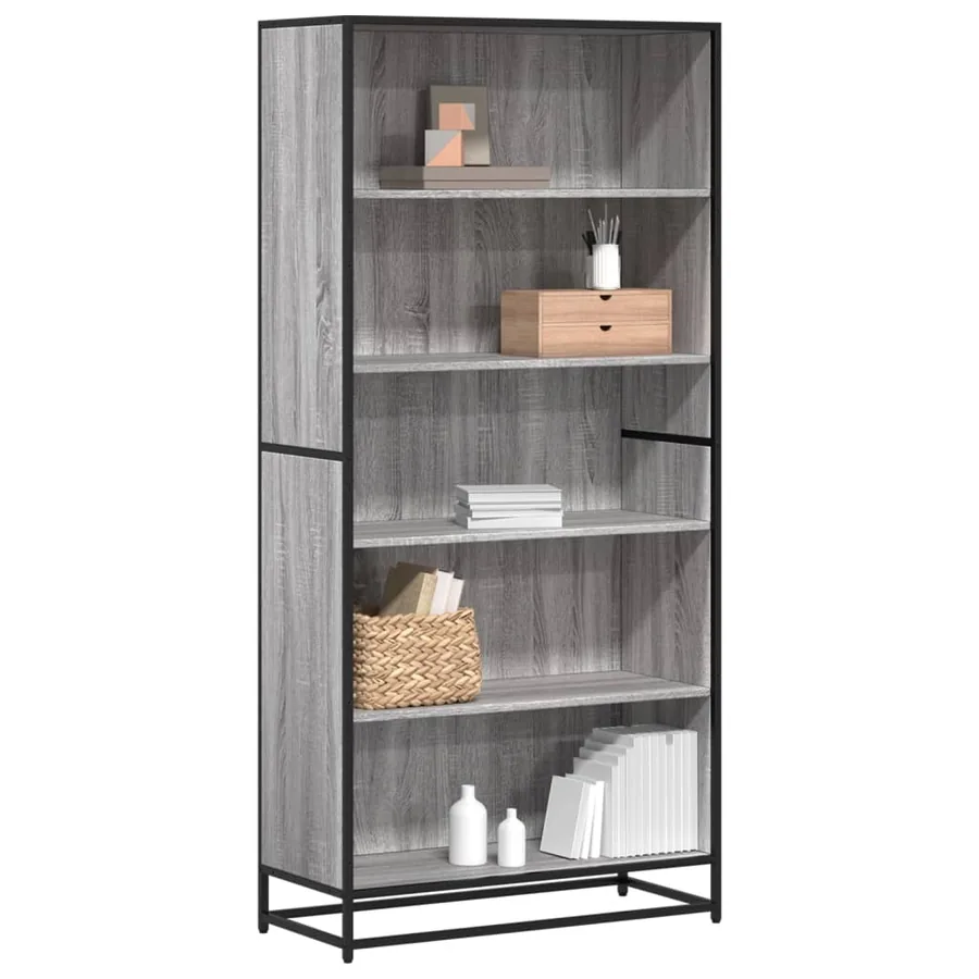 Bibliothèque sonoma gris 80,5x35x170,5 cm bois d'ingénierie