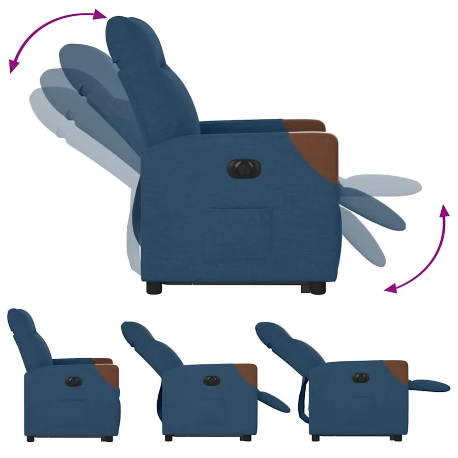 Fauteuil inclinable électrique bleu tissu - 10