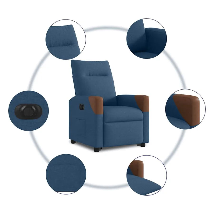 Fauteuil inclinable électrique bleu tissu - 11