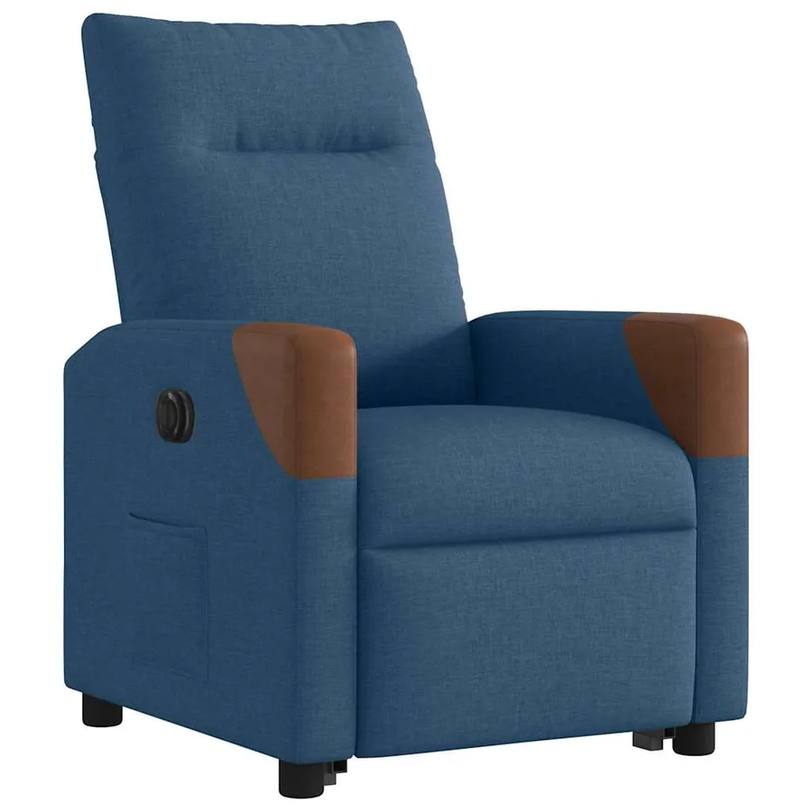 Fauteuil inclinable électrique bleu tissu - 4