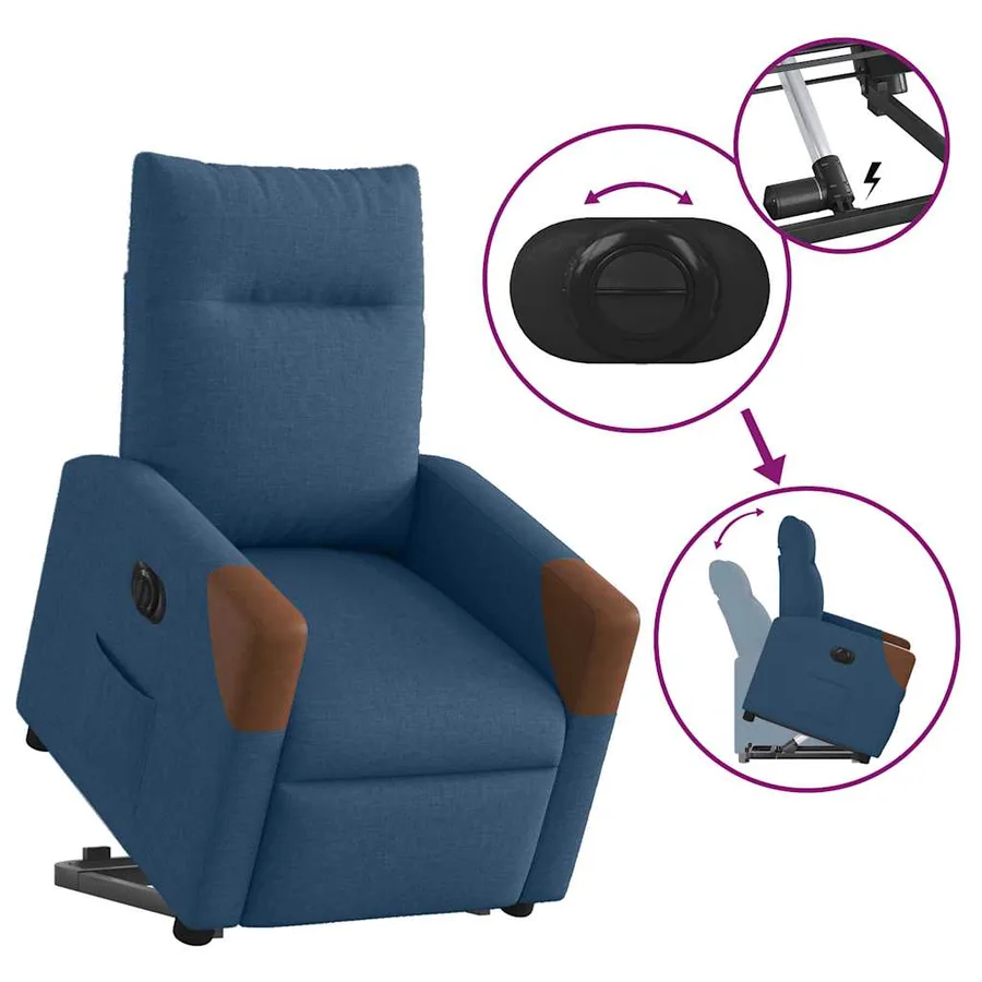 Fauteuil inclinable électrique bleu tissu - 8
