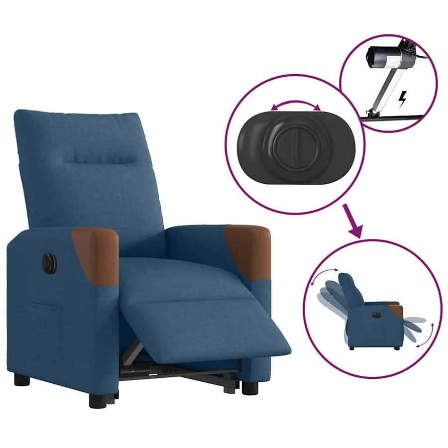 Fauteuil inclinable électrique bleu tissu - 9