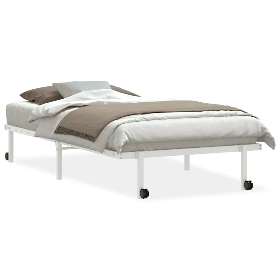 Cadre de lit sans matelas pliable blanc 107x203 cm acier - 2