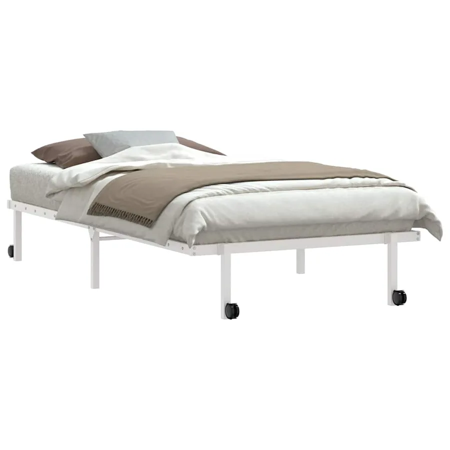 Cadre de lit sans matelas pliable blanc 107x203 cm acier - 3