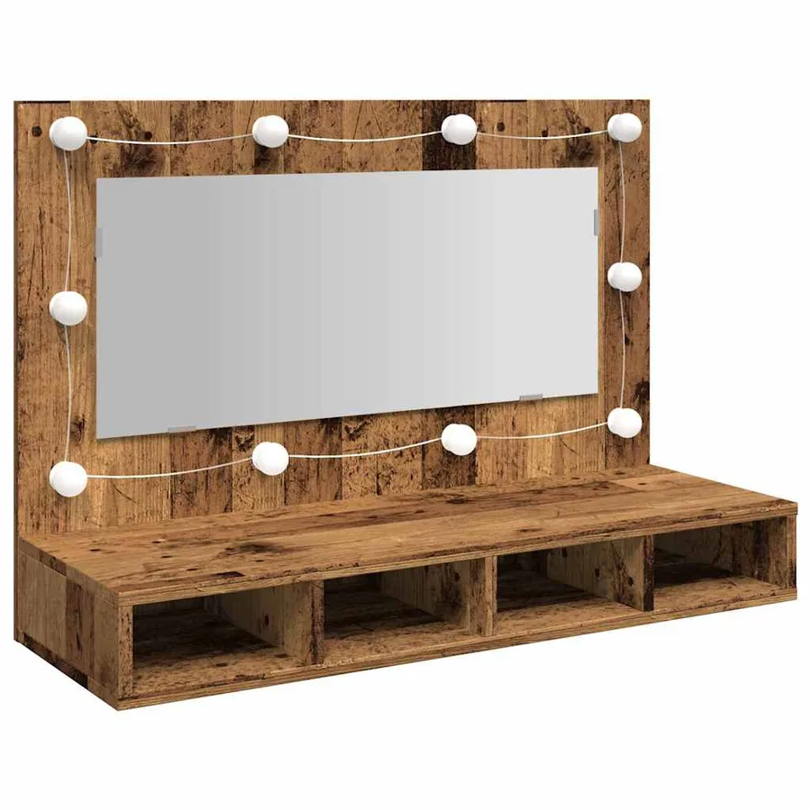 Armoire à miroir avec LED vieux bois 90x31,5x62 cm - 2
