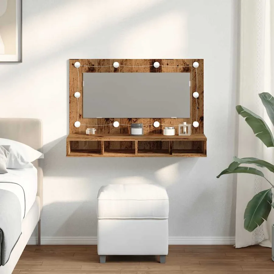 Armoire à miroir avec LED vieux bois 90x31,5x62 cm - 3