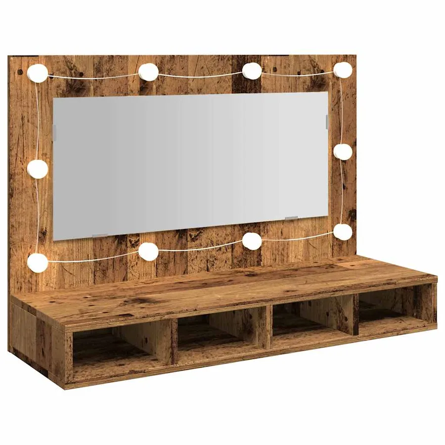 Armoire à miroir avec LED vieux bois 90x31,5x62 cm - 8