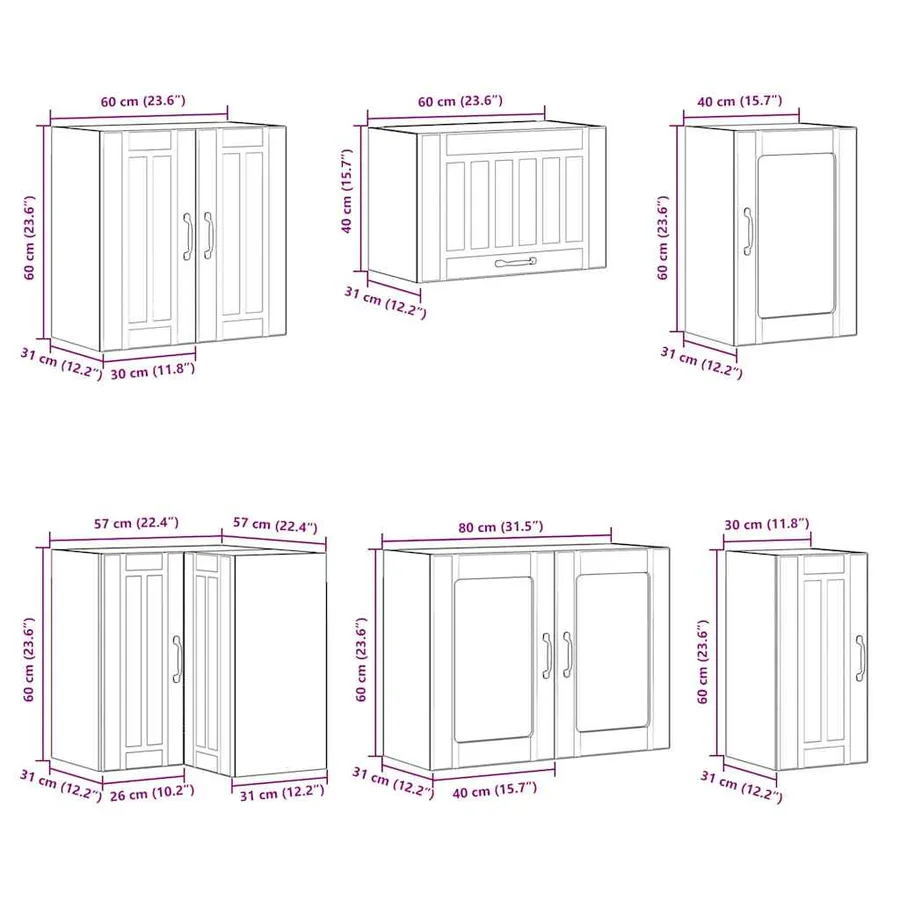 Ensemble d'armoires de cuisine 11 pcs Lucca bois d'ingénierie - 11