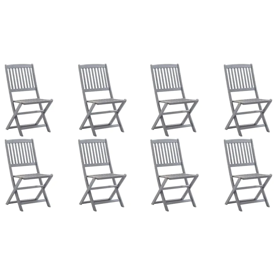 Chaises pliables d'extérieur lot de 8 et coussins Bois d'acacia - 2