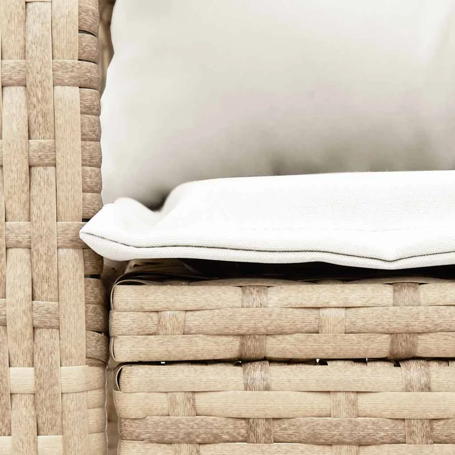 Chaise à bascule de jardin avec coussins beige résine tressée - 7