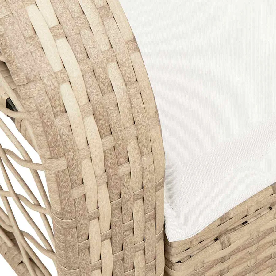 Chaise à bascule de jardin avec coussins beige résine tressée - 8