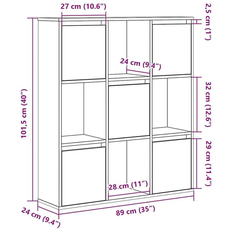 Bibliothèque chêne noir 89x24x101,5 cm bois d'ingénierie - 10