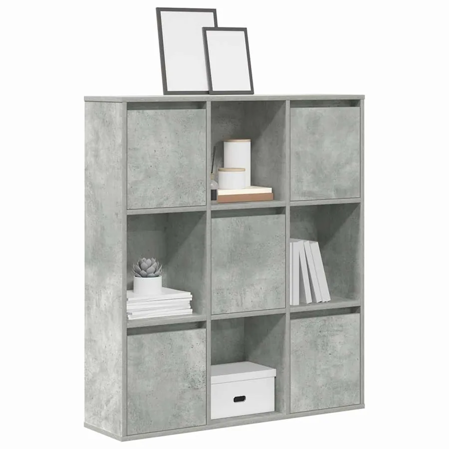 Bibliothèque gris béton 89x24x101,5 cm bois d'ingénierie
