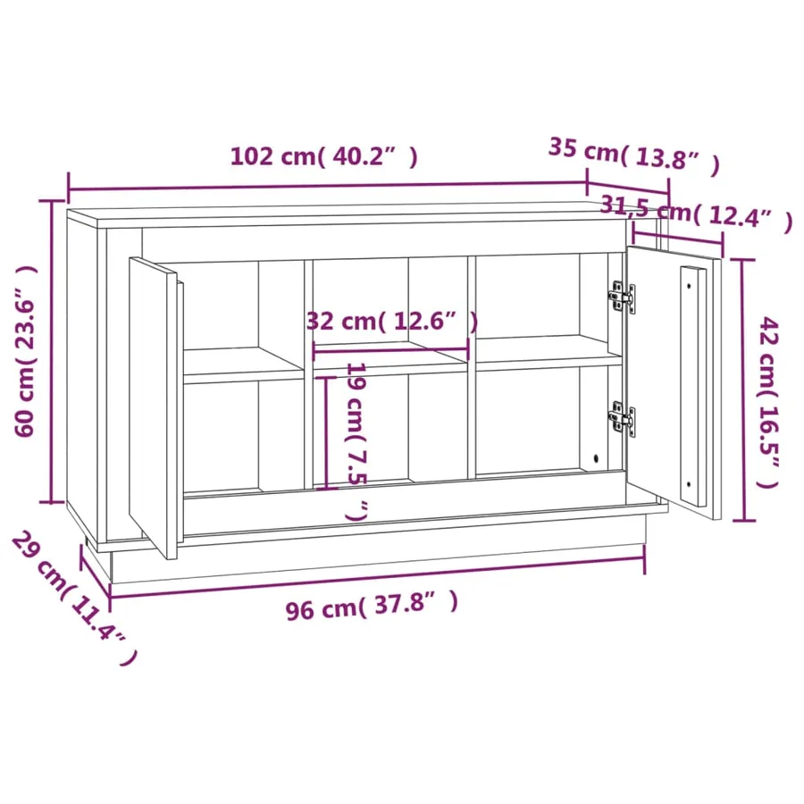 Buffet gris béton 102x35x60 cm bois d'ingénierie - 9