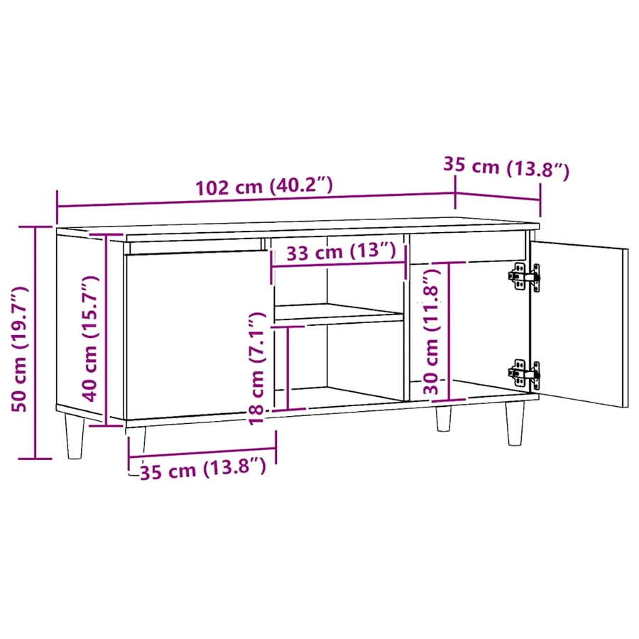 Meuble TV chêne artisanal 102x35x50 cm bois d'ingénierie - 10