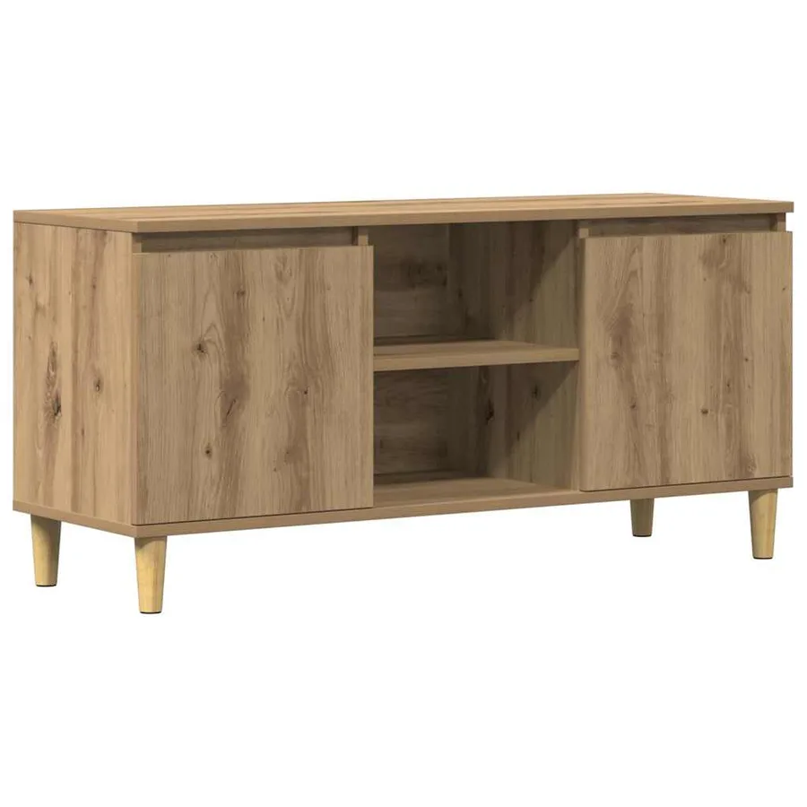 Meuble TV chêne artisanal 102x35x50 cm bois d'ingénierie - 2