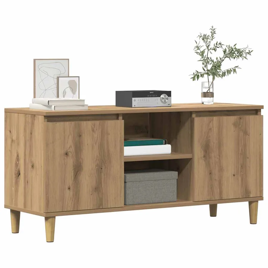 Meuble TV chêne artisanal 102x35x50 cm bois d'ingénierie - 3
