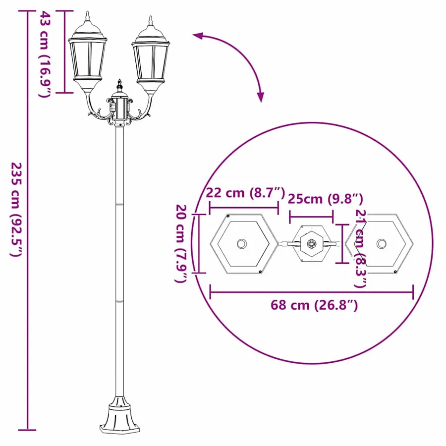 Lumière de jardin Vert vintage brossé 68 x 20 x 235 cm - 9