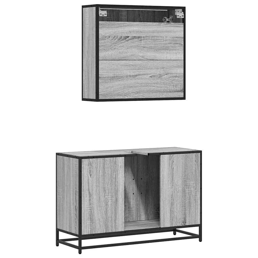 Ensemble de meubles de salle de bain 2 pcs Sonoma gris - 7