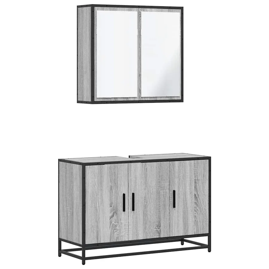 Ensemble de meubles de salle de bain 2 pcs Sonoma gris - 2