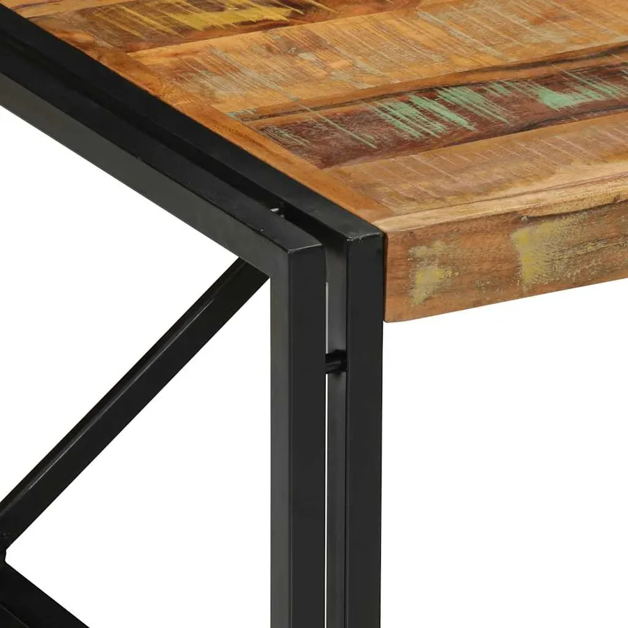 Table basse multicolore 80x80x35 cm bois de récupération massif - 5
