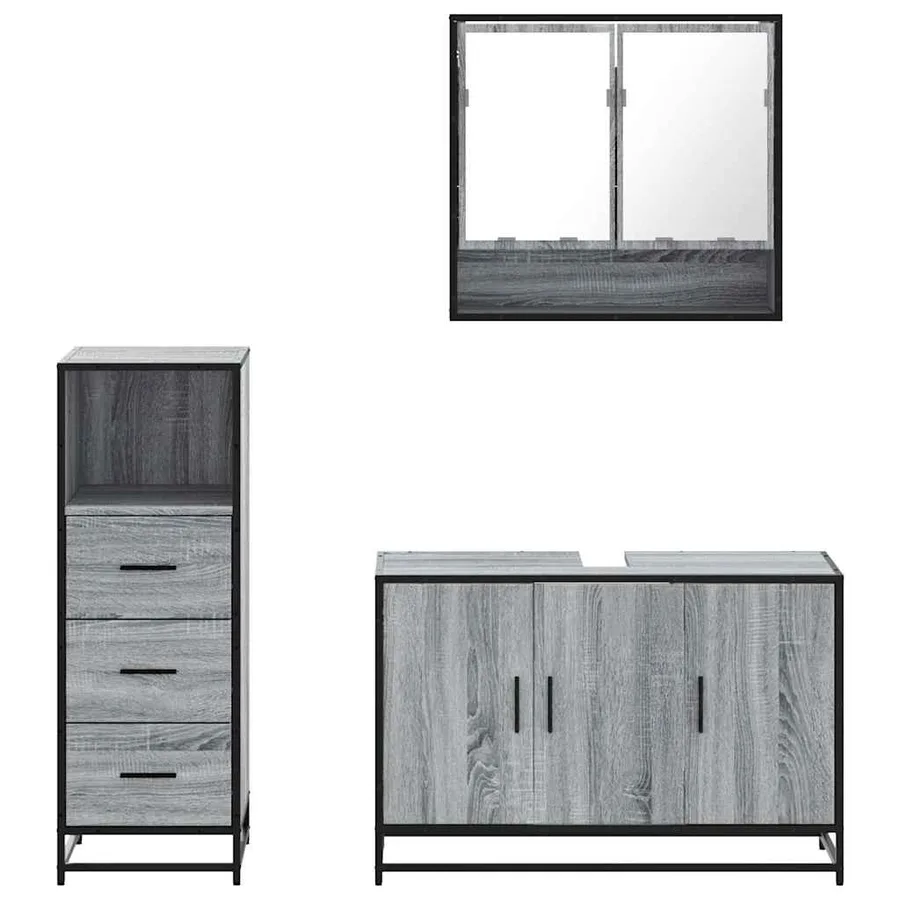 Ensemble de meubles de salle de bain 3 pcs Sonoma gris - 5