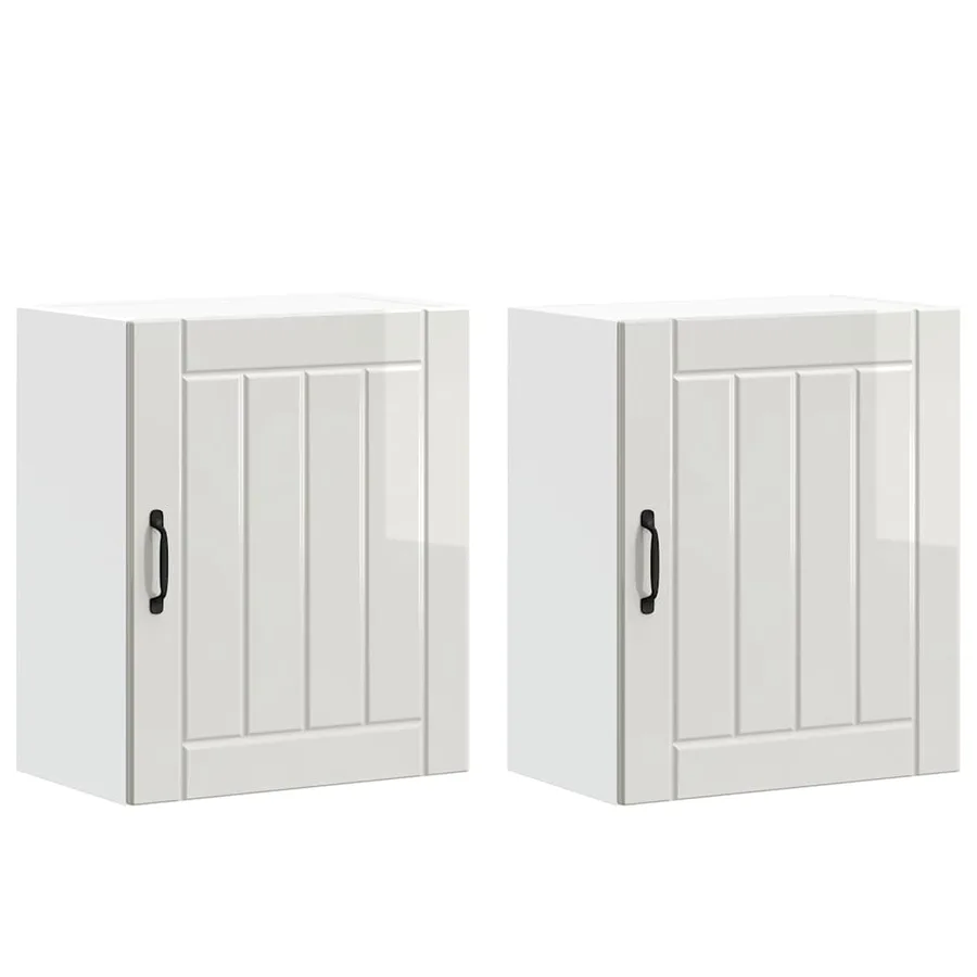 Armoires murales de cuisine 2 pcs Lucca Bois d'ingénierie blanc brillant - 2