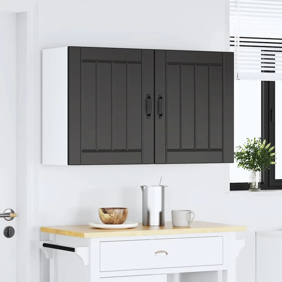 Armoires murales de cuisine 2 pcs Lucca en bois d'ingénierie noir - 3