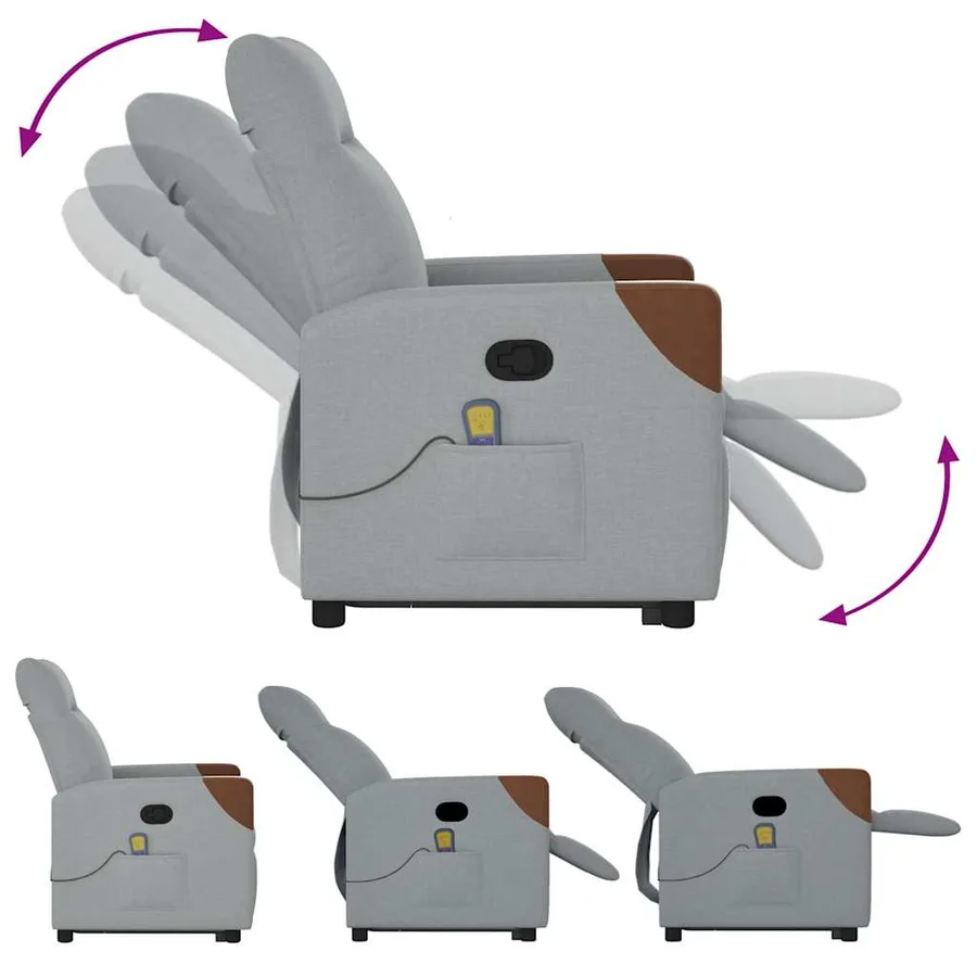 Fauteuil de massage inclinable Gris clair Tissu - 8