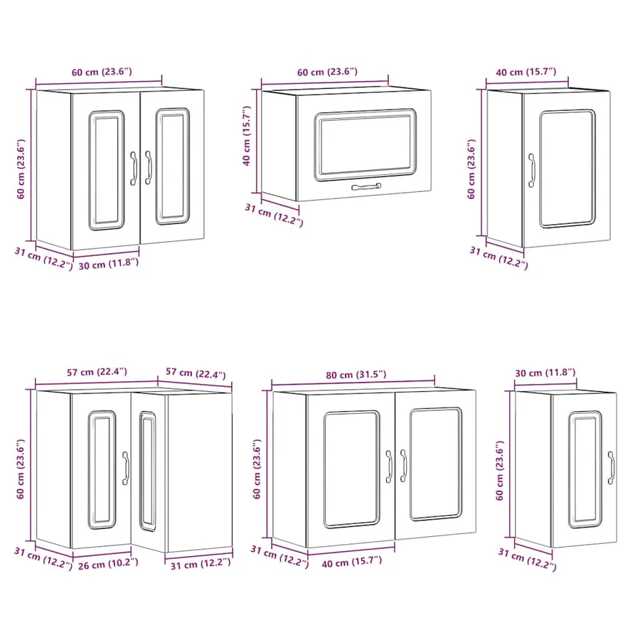 Ensemble d'armoires de cuisine 11 pcs Lucca bois d'ingénierie - 10