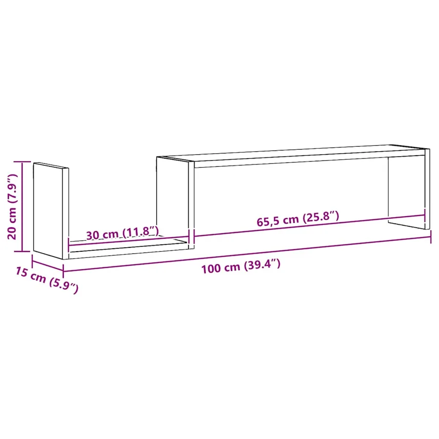 Étagères murales 2 pcs blanc 100x15x20 cm bois d'ingénierie - 8