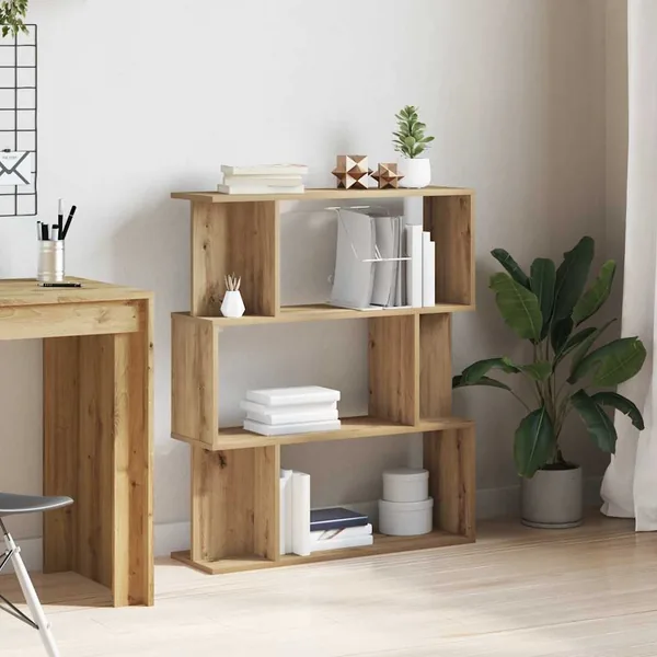 Bibliothèque chêne artisanal 80x24x96 cm bois d'ingénierie