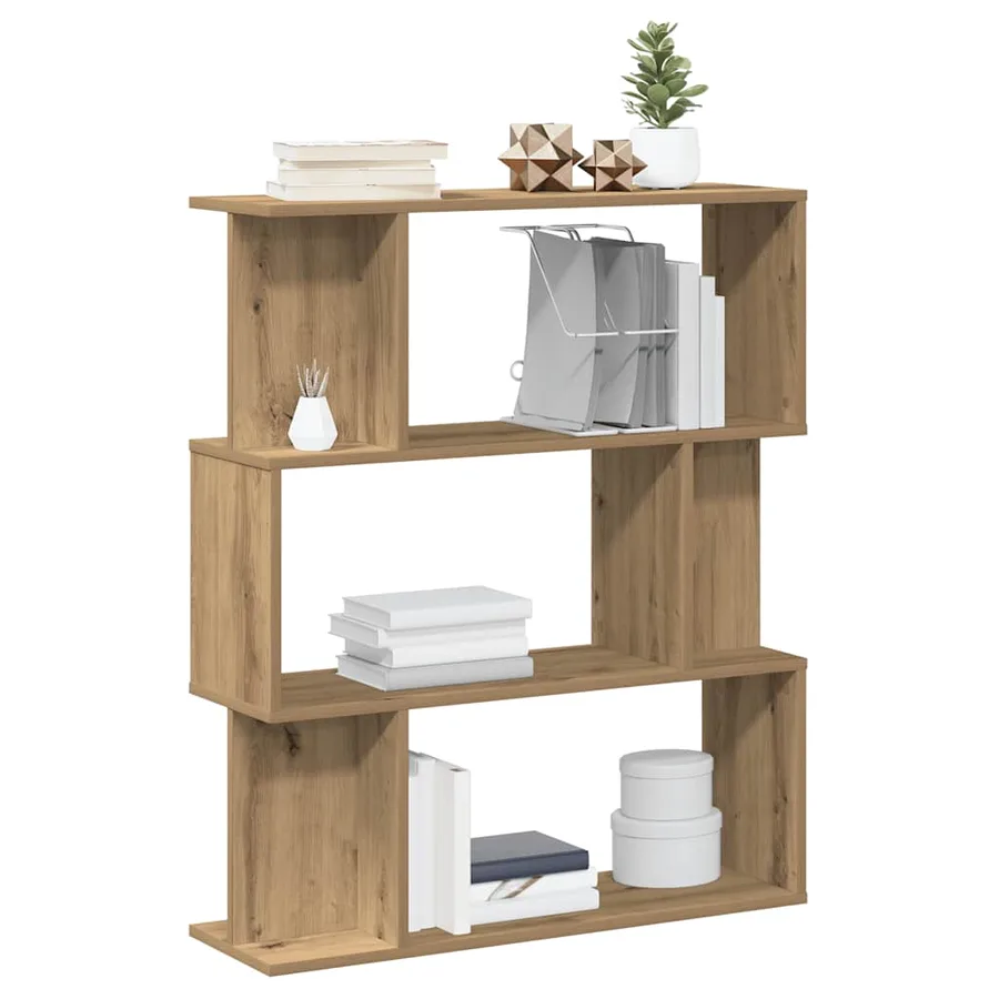 Bibliothèque chêne artisanal 80x24x96 cm bois d'ingénierie - 3