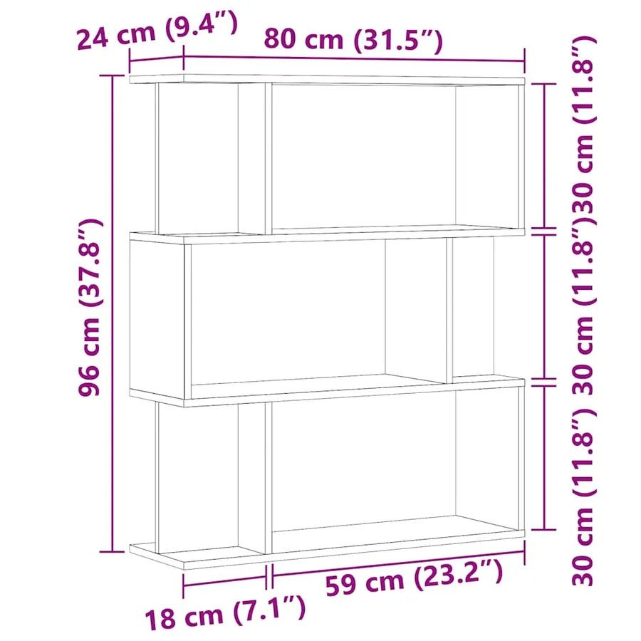 Bibliothèque chêne artisanal 80x24x96 cm bois d'ingénierie - 9