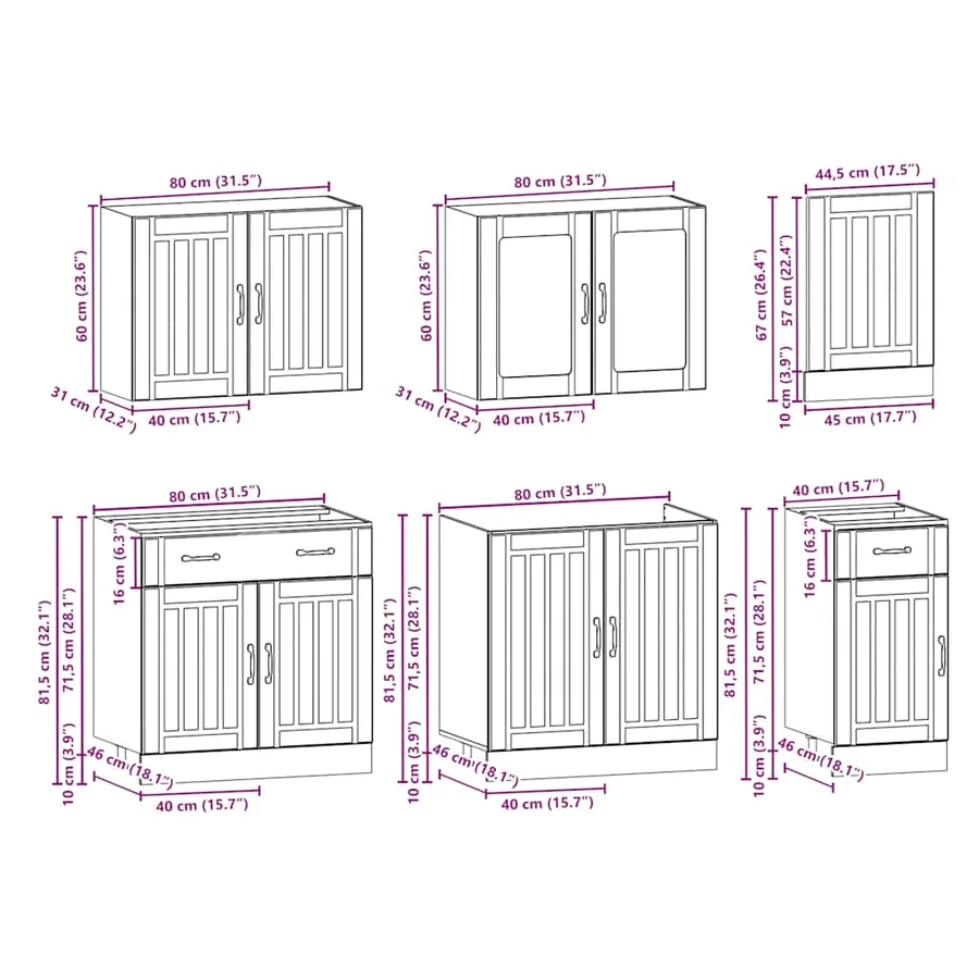 Ensemble d'armoires de cuisine 7 pcs Kalmar bois d'ingénierie - 9