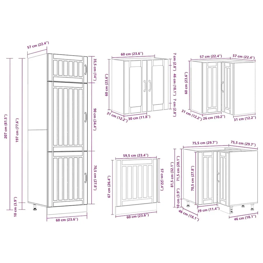 Ensemble d'armoires de cuisine 14 pcs Lucca bois d'ingénierie - 11