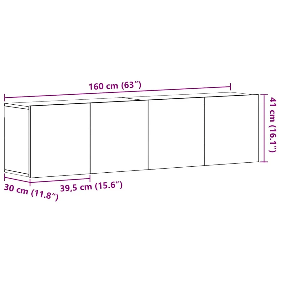 Meubles TV 2 pièces Chêne noir 160 x 30 x 41 cm Bois d'ingénierie - 11