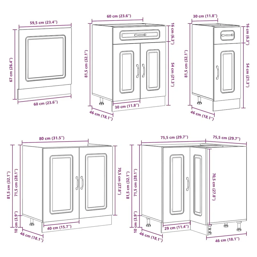 Ensemble d'armoires de cuisine 11 pcs Lucca bois d'ingénierie - 9