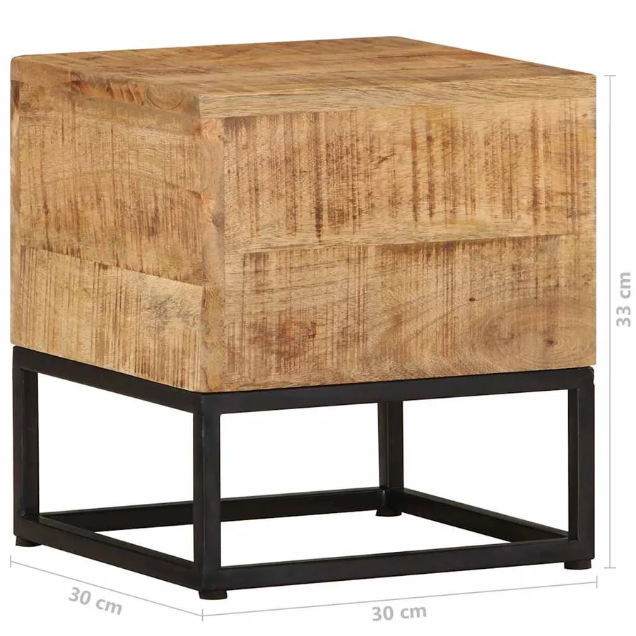 Table d'appoint 30x30x33 cm Bois de manguier brut - 5