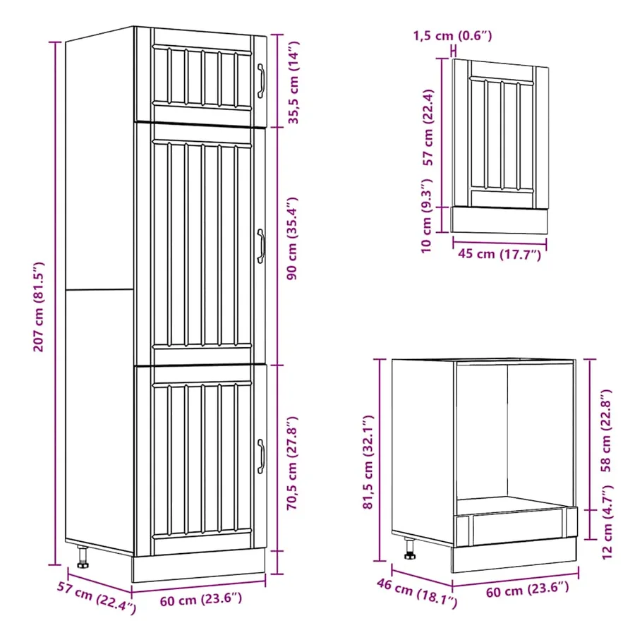 Ensemble d'armoires de cuisine 7 pcs Lucca bois d'ingénierie - 10
