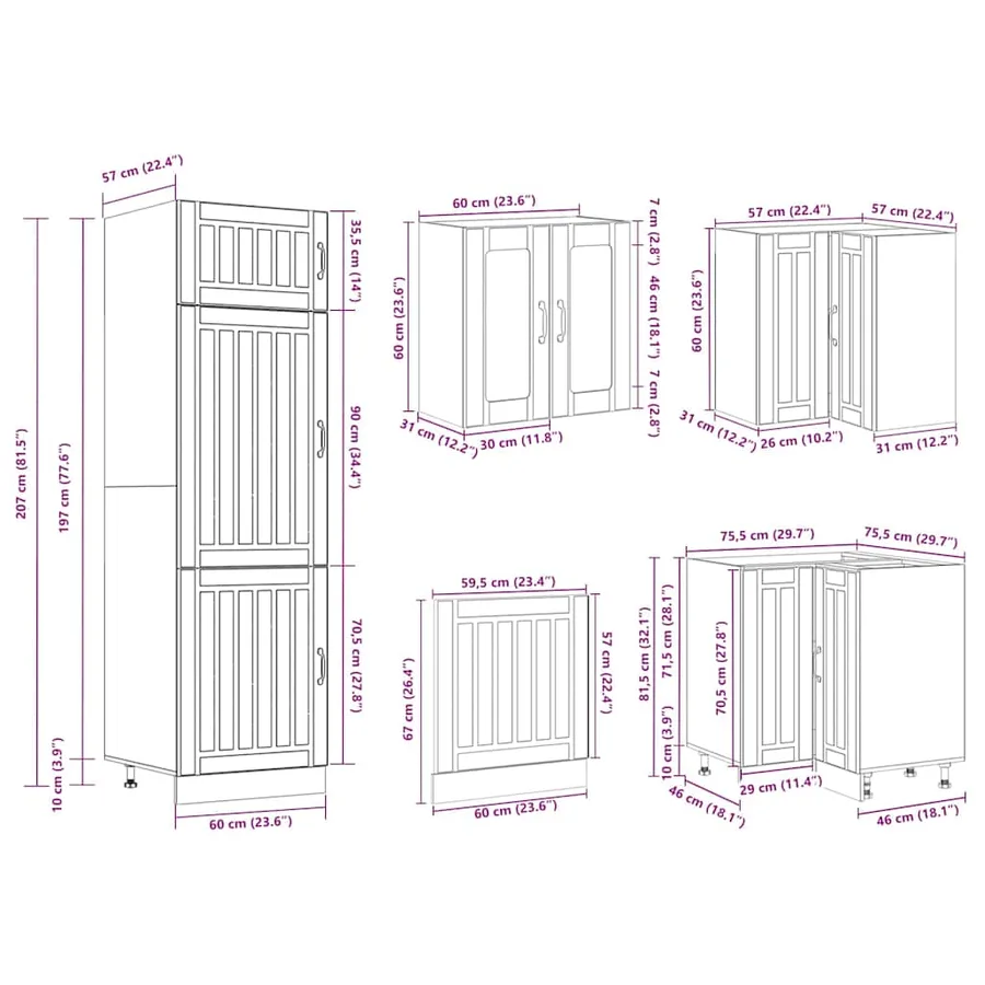 Ensemble d'armoires de cuisine 14 pcs Lucca bois d'ingénierie - 11