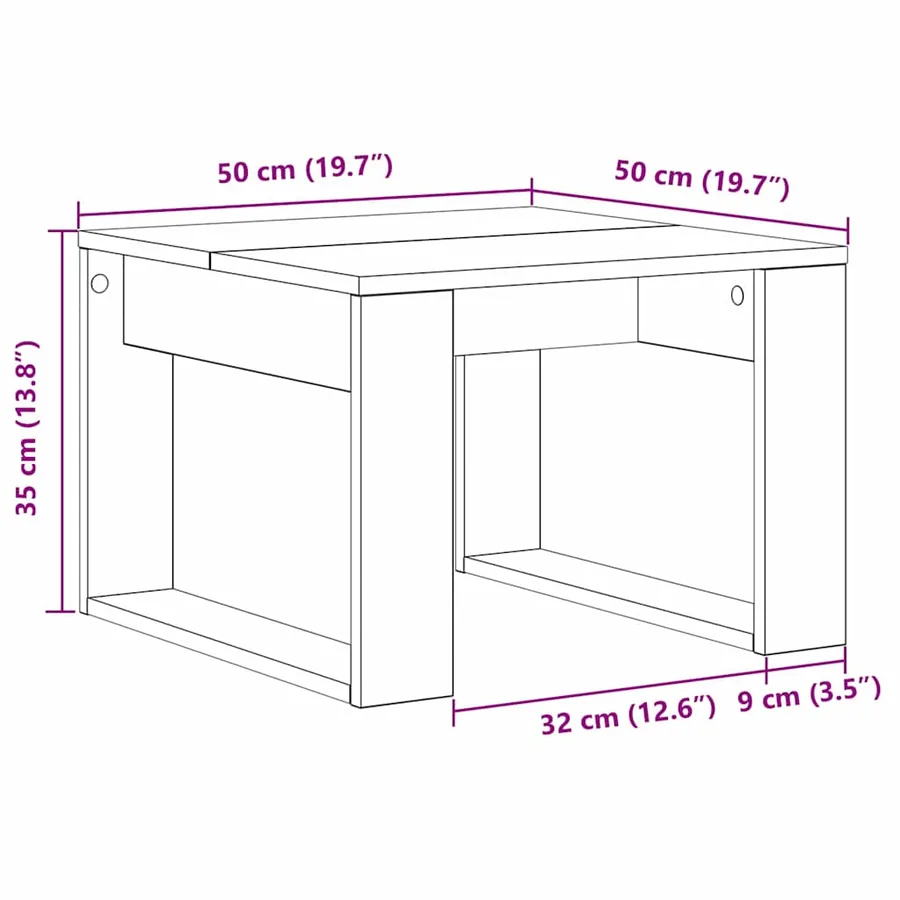 Table basse Chêne noir 50 x 50 x 35 cm Bois d'ingénierie - 8