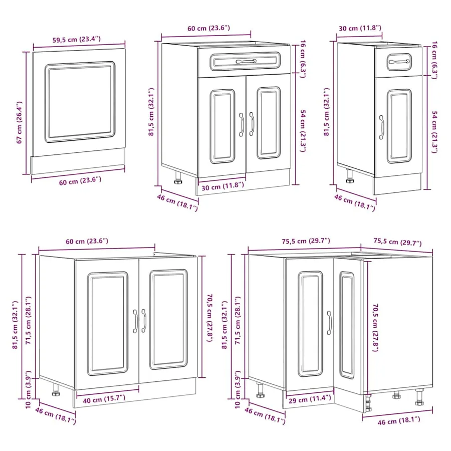 Ensemble d'armoires de cuisine 11 pcs Lucca bois d'ingénierie - 9