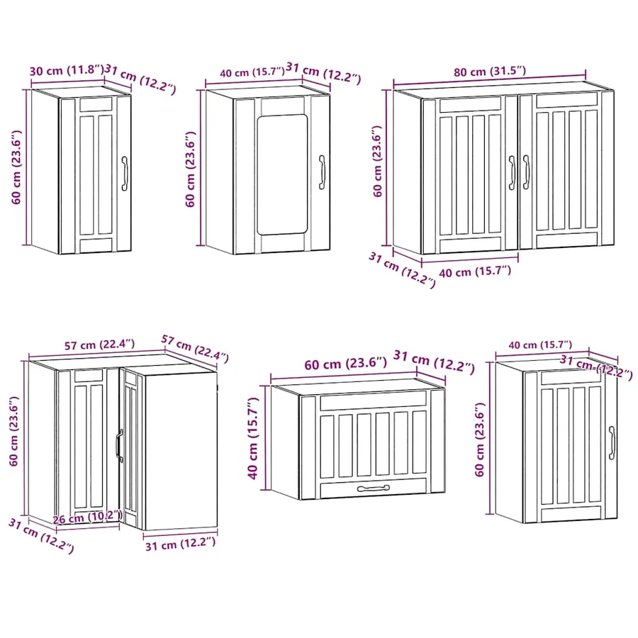 Ensemble d'armoires de cuisine 11 pcs Lucca bois d'ingénierie - 11