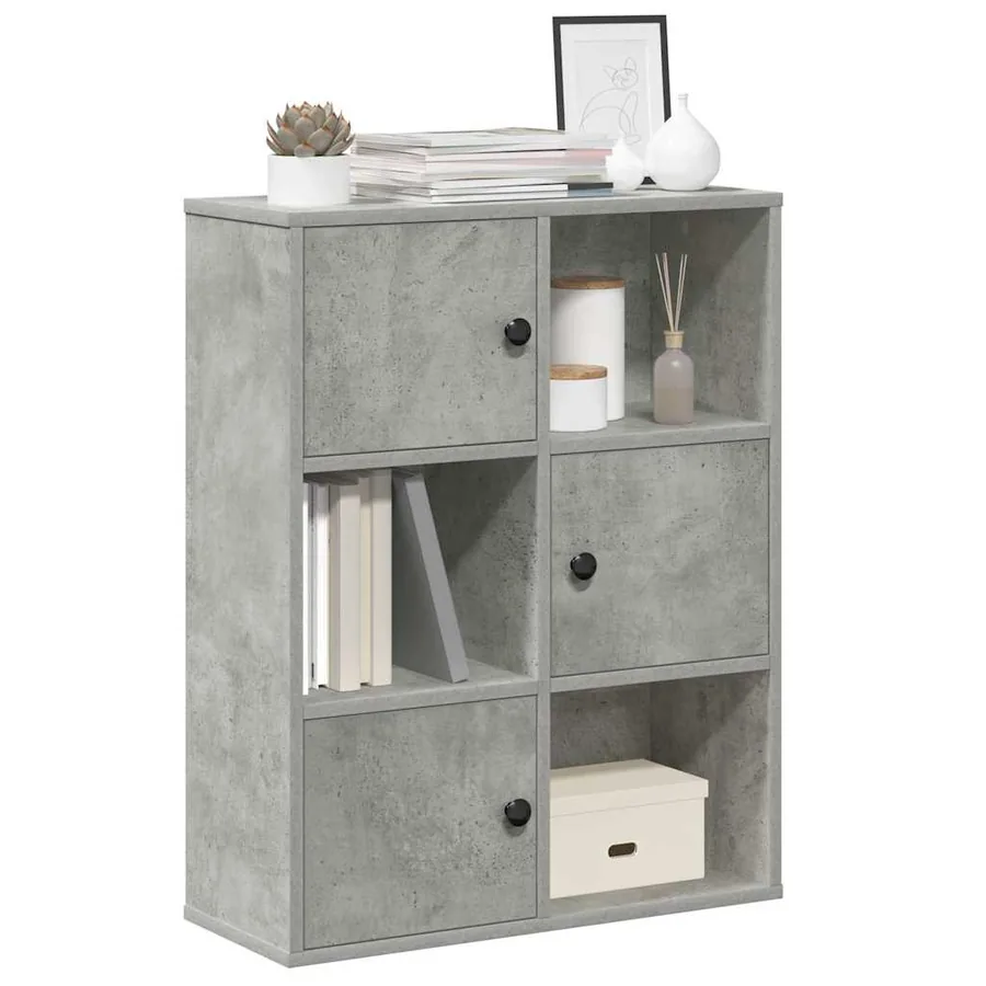 Bibliothèque gris béton 60x24x76,5 cm bois d'ingénierie