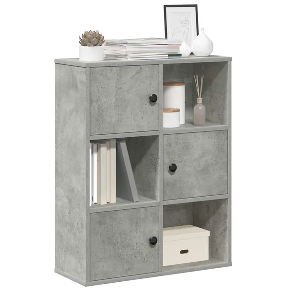 Bibliothèque gris béton 60x24x76,5 cm bois d'ingénierie