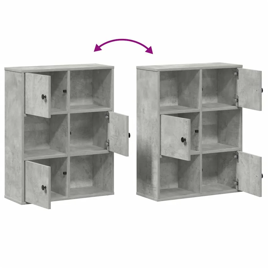 Bibliothèque gris béton 60x24x76,5 cm bois d'ingénierie - 8