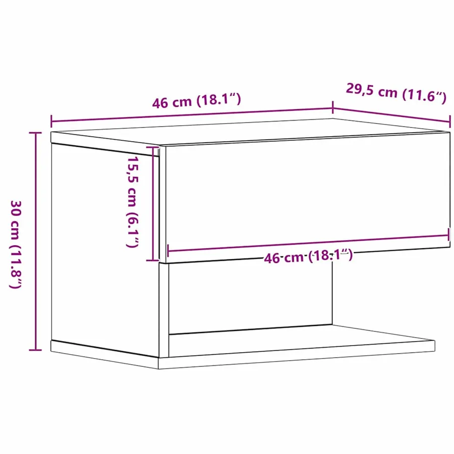Cabinet de chevet avec tiroir 2 pcs Chêne noir 46 x 30 x 30 cm - 14